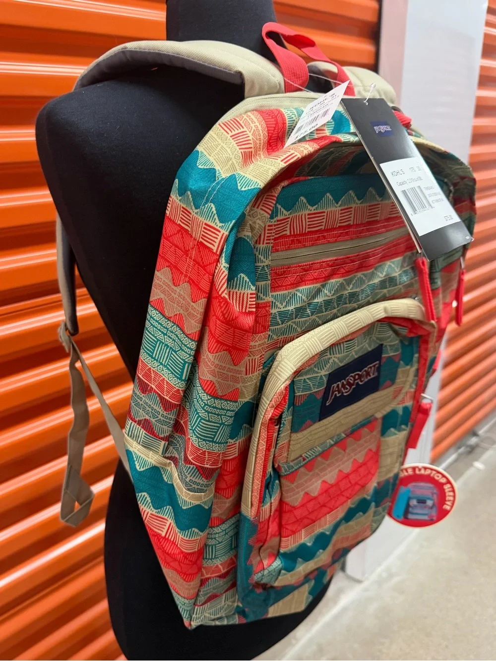 NWT JanSport Men’s Digital Student Multicolor Patterned Backpack - Red/Teal/Tan